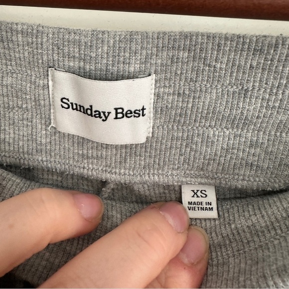 Aritzia Sunday Best Gray Flare Waffle Knit Pants - Picture 2 of 5